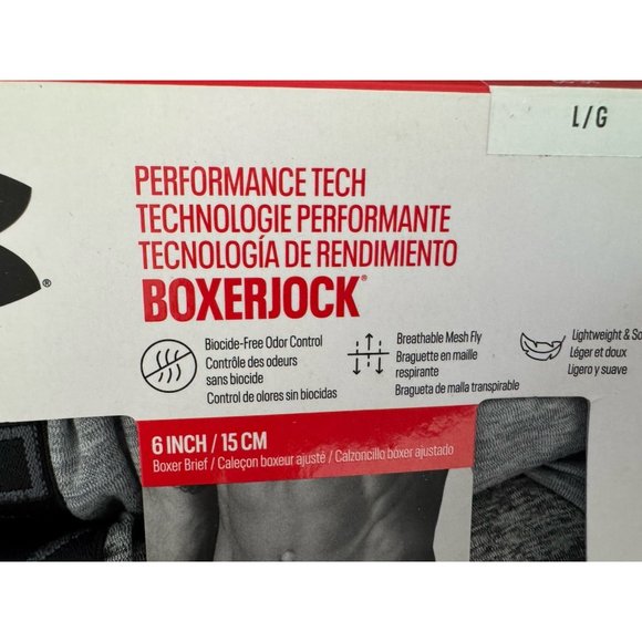 Under Armour Size L Mens 6" Boxer Jock Performance Tech 3 Pair - Picture 2 of 4